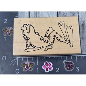Inky Antics Cartoon Frog Laying Back Relaxed Rubber Stamp Wood #K20